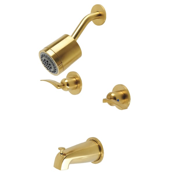 Tub and Shower Faucet, Brushed Brass, Wall Mount
